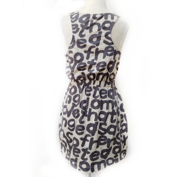 Forever 21 Grey and Black Bold Graphic Letter Sleeveless Dress Size Small - Picture 2 of 7